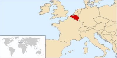 België kaart in de kaart van de wereld