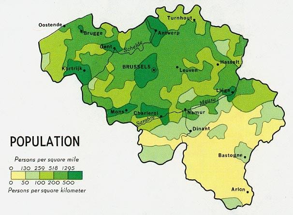 Kaart van België bevolking