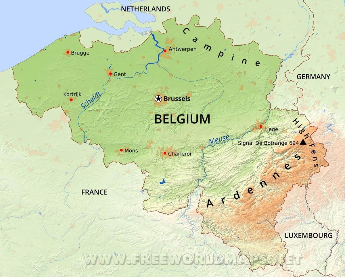 Kaart van België geografie