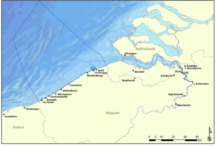 Kaart van de belgische kust