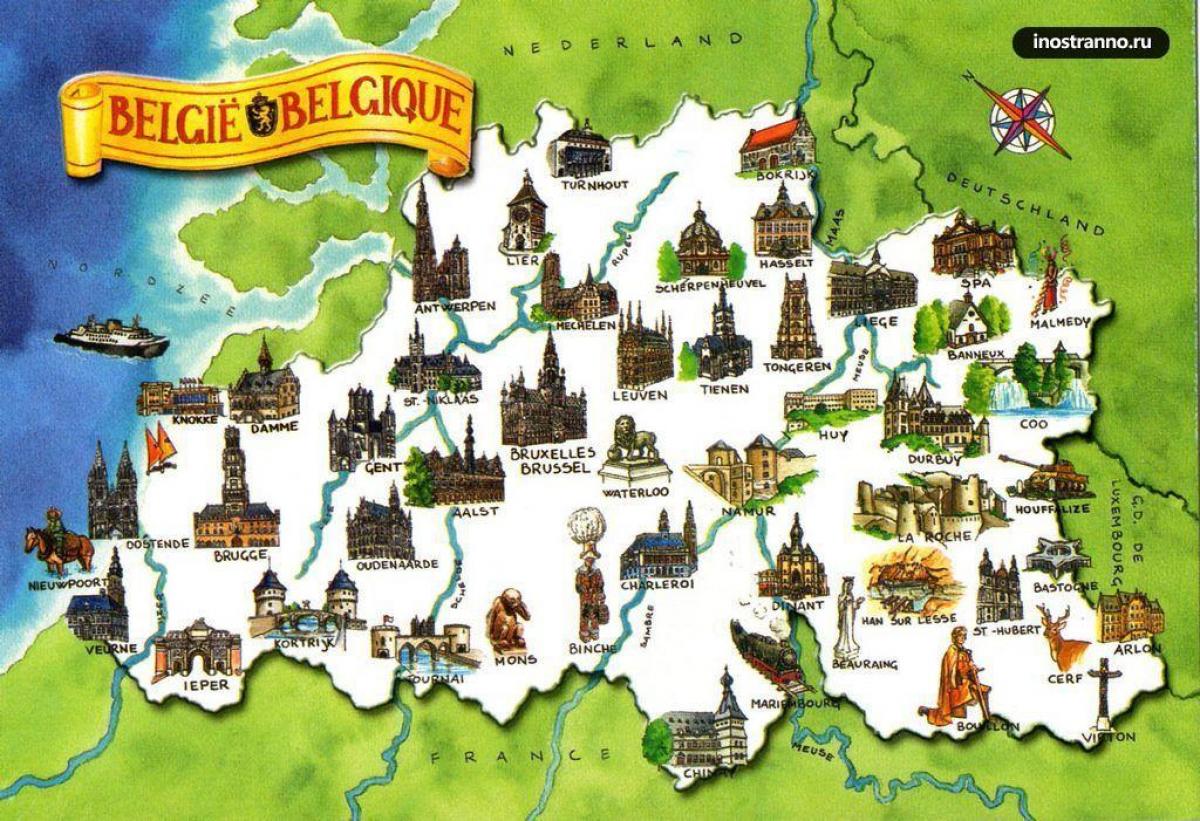 Kaart van België attracties