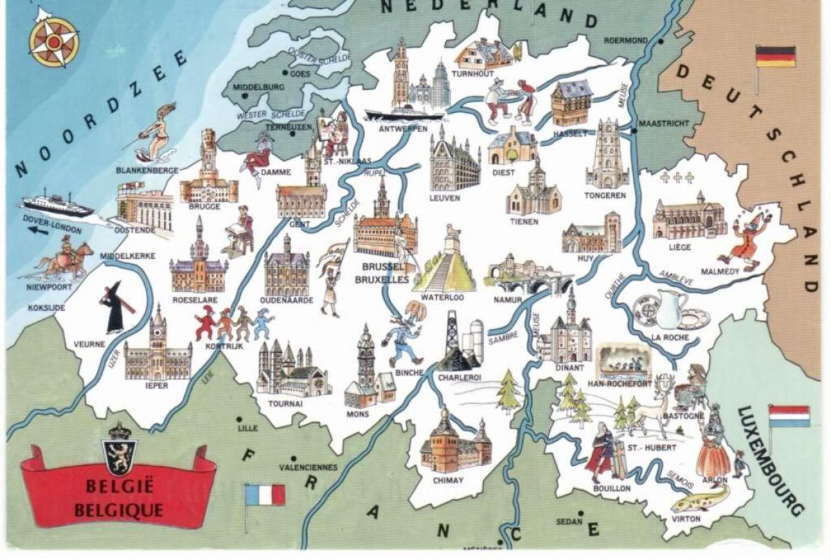 België toeristische attracties kaart