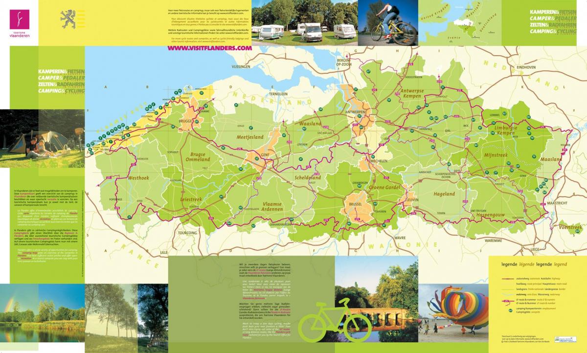 België campings op een kaart
