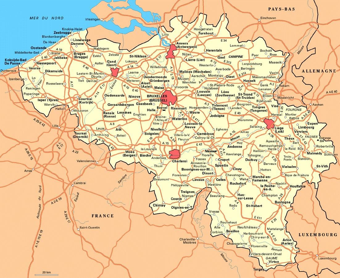 Kaart van gedetailleerde België