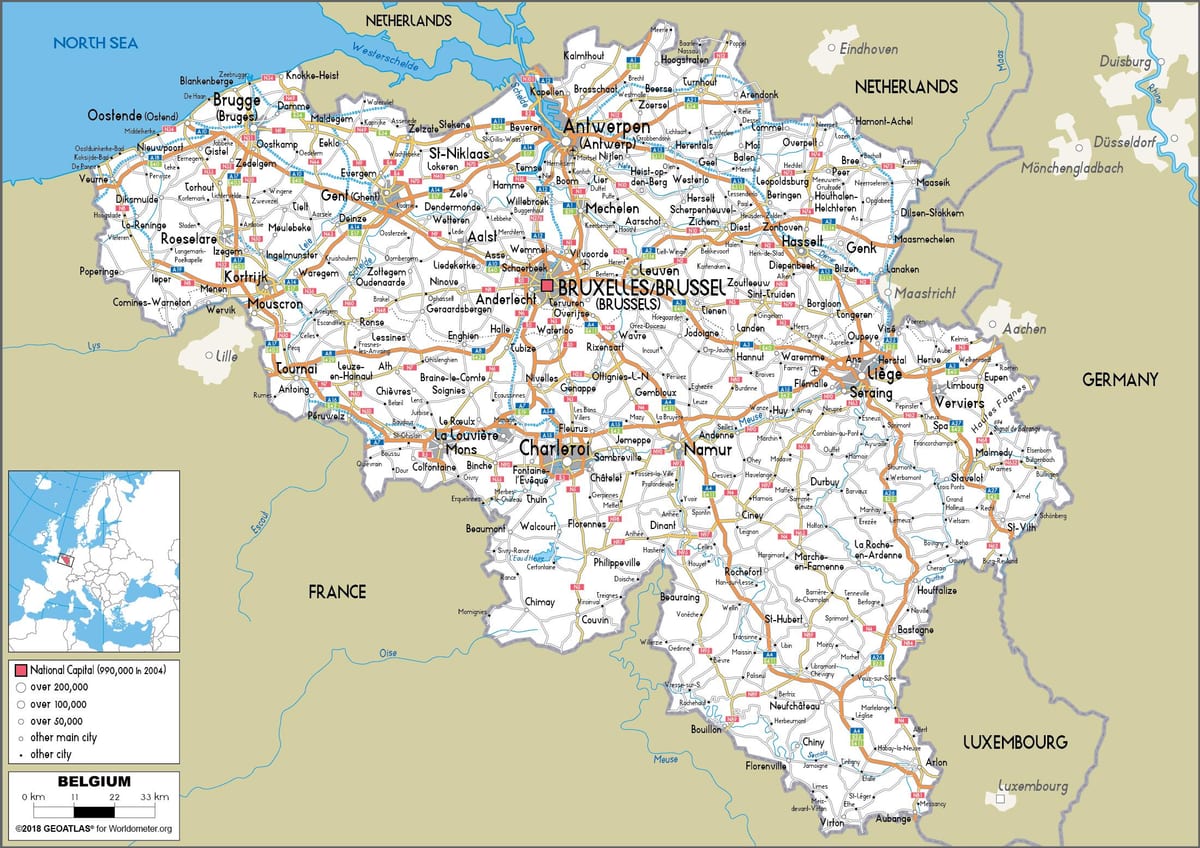 Kaart van de weg België