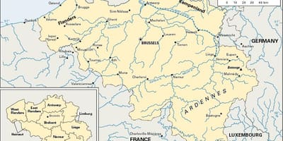 Kaart van België rivier